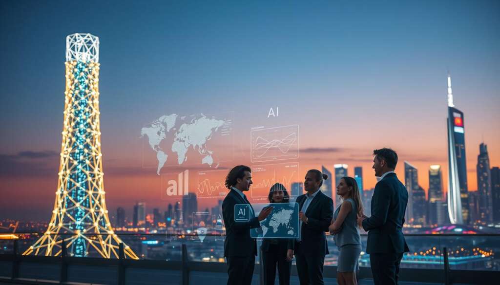 A-futuristic-scene-depicting-an-advanced-AI-concept-where-a-towering-luminous-neural-network--1024x585 ما هو الذكاء الاصطناعي الفائق؟ وهل سنصل إليه فعلًا؟