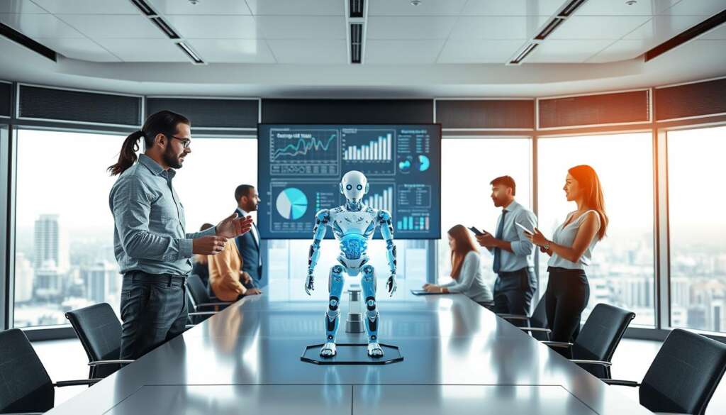 A-modern-corporate-office-setting-featuring-a-diverse-group-of-engineers-and-business-1024x585 مستقبل المشاريع العربية في مجال الروبوتات والأتمتة