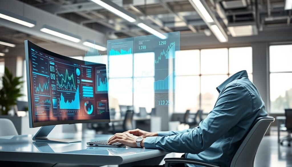 A-modern-digital-workspace-showcasing-advanced-data-analysis-using-artificial-intelligence.-In--1024x585 كيف ساعدت تطبيقات AI متجرًا إلكترونيًا صغيرًا على النمو بسرعة