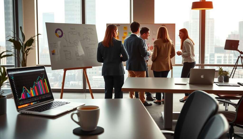 A-modern-office-environment-showcasing-various-marketing-automation-tools.-In-the-foreground-a-1024x585 أدوات أتمتة التسويق: كيف تجعل عملك أسرع بمرتين؟