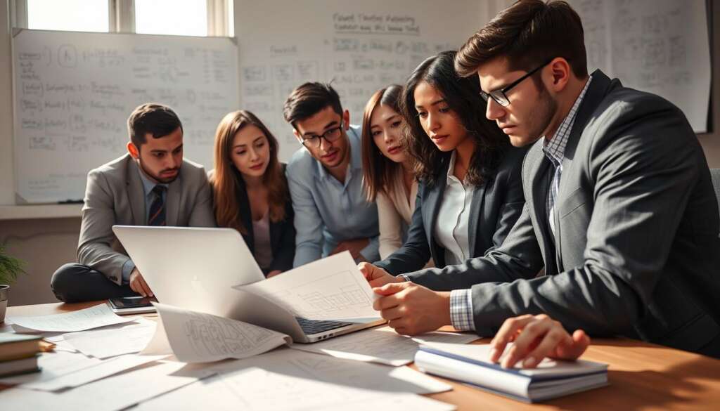 A-university-project-scene-illustrating-various-challenges-faced-by-student-teams-working-on-1024x585 مشاريع جامعية عربية مبتكرة تعتمد على الذكاء الاصطناعي