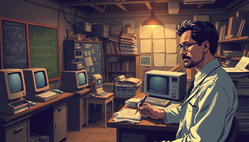 A-vintage-inspired-illustration-depicting-the-early-days-of-artificial-intelligence-showcasing-1024x585 أهم محطات في تاريخ الذكاء الاصطناعي