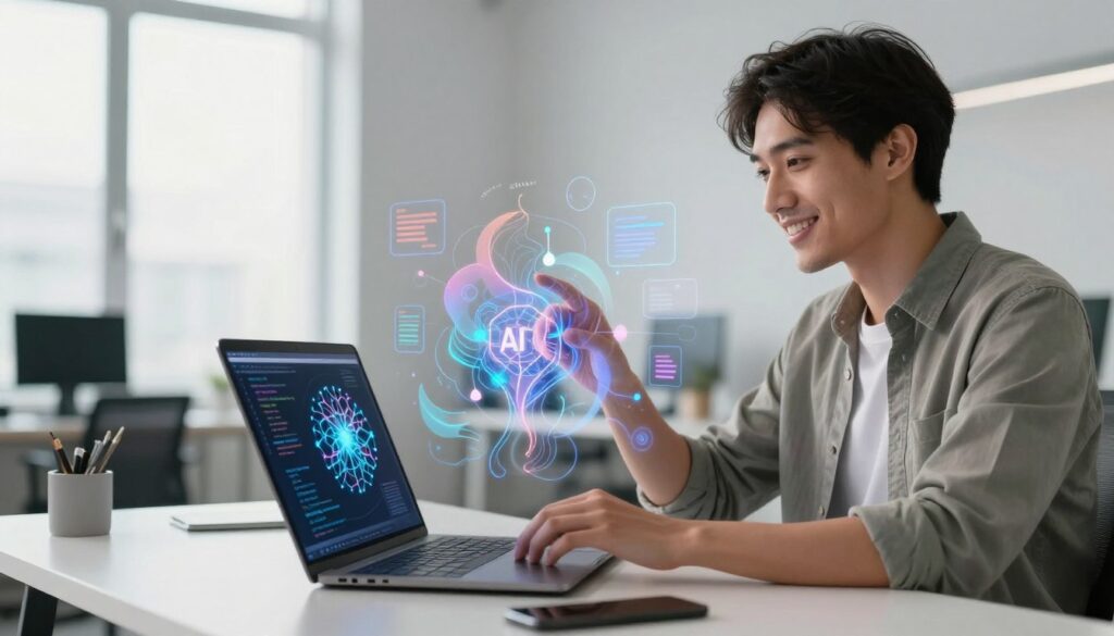 A-futuristic-digital-workspace-featuring-an-illustration-of-generative-artificial-intelligence--1024x585 دليلك الكامل لدخول عالم الذكاء الاصطناعي في 2026: من أين تبدأ؟