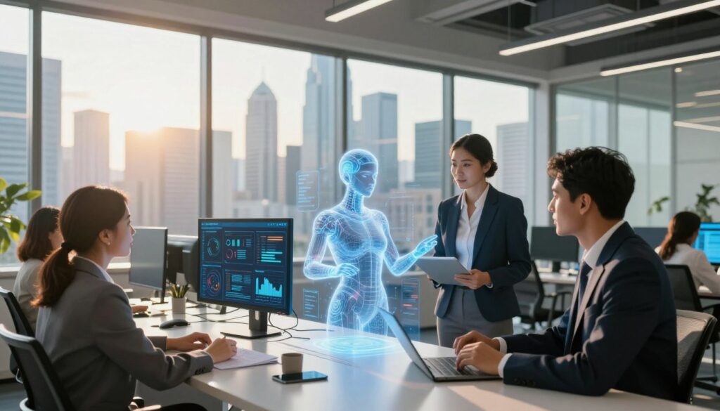 A-professional-and-modern-office-space-showcasing-the-benefits-of-a-custom-AI-employee.-In-the--1024x585 كيف تبني 'موظف ذكاء اصطناعي' خاص بك؟ دليلك العملي